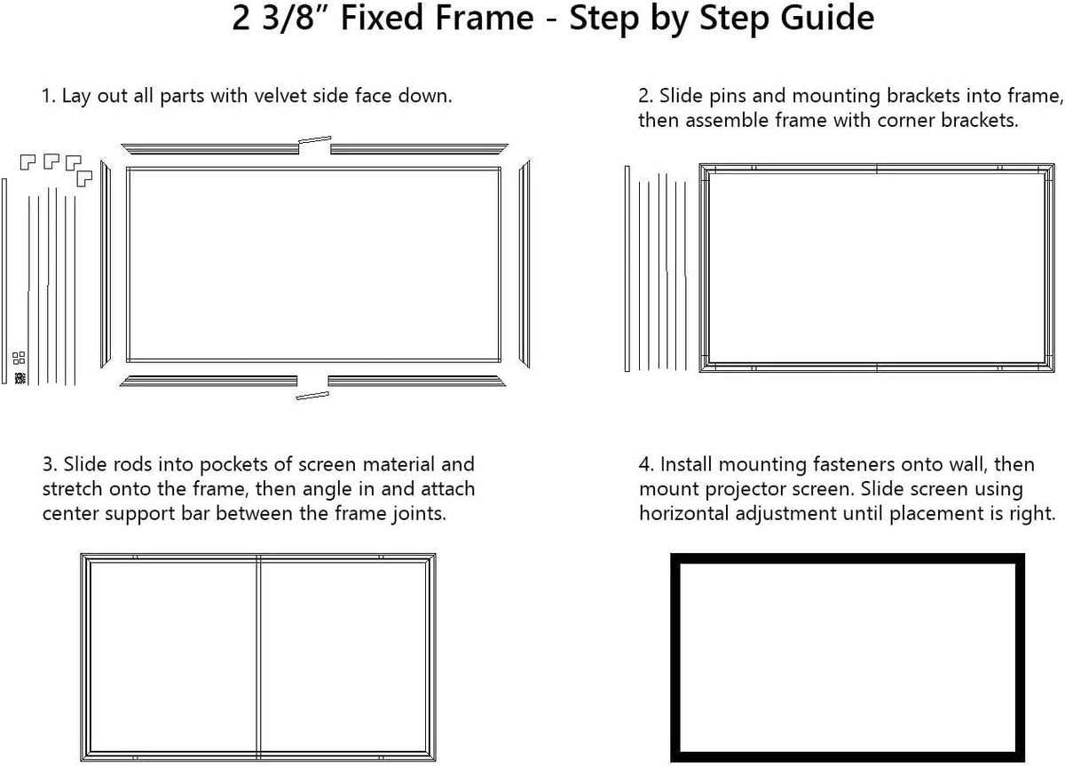 STR Series 6 Piece Home Theater Fixed Frame 4K / 8K Ultra HD, HDTV, HDR & Active 3D Movie Projection Screen