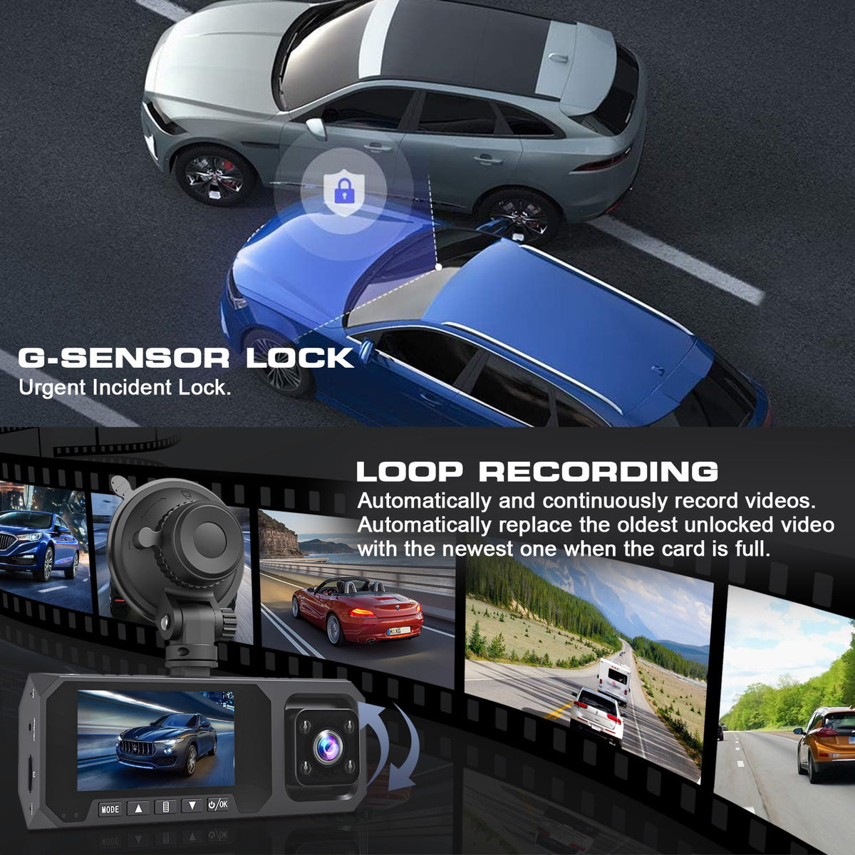 3 Channel Dash Cam Front and Rear, 4K/2.5K + 1080P Premium Car Camera