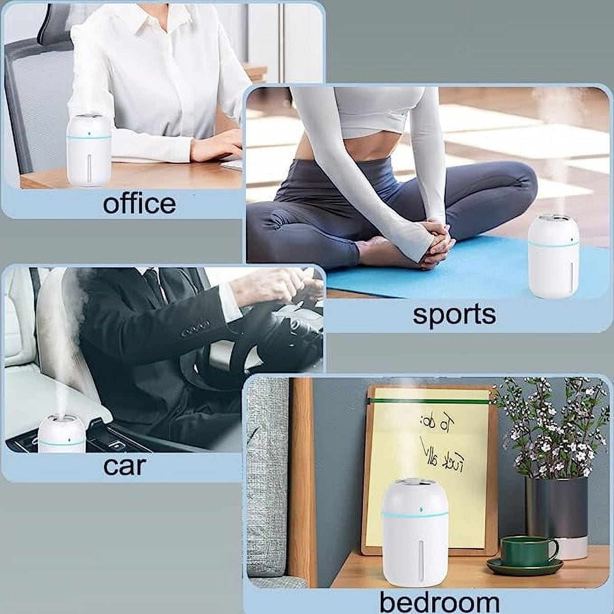 Mini Humidifier, 300Ml Portable Small Humidifiers for Baby, Car Humidifier Diffuser for Travel Plants Bedroom Desk Office