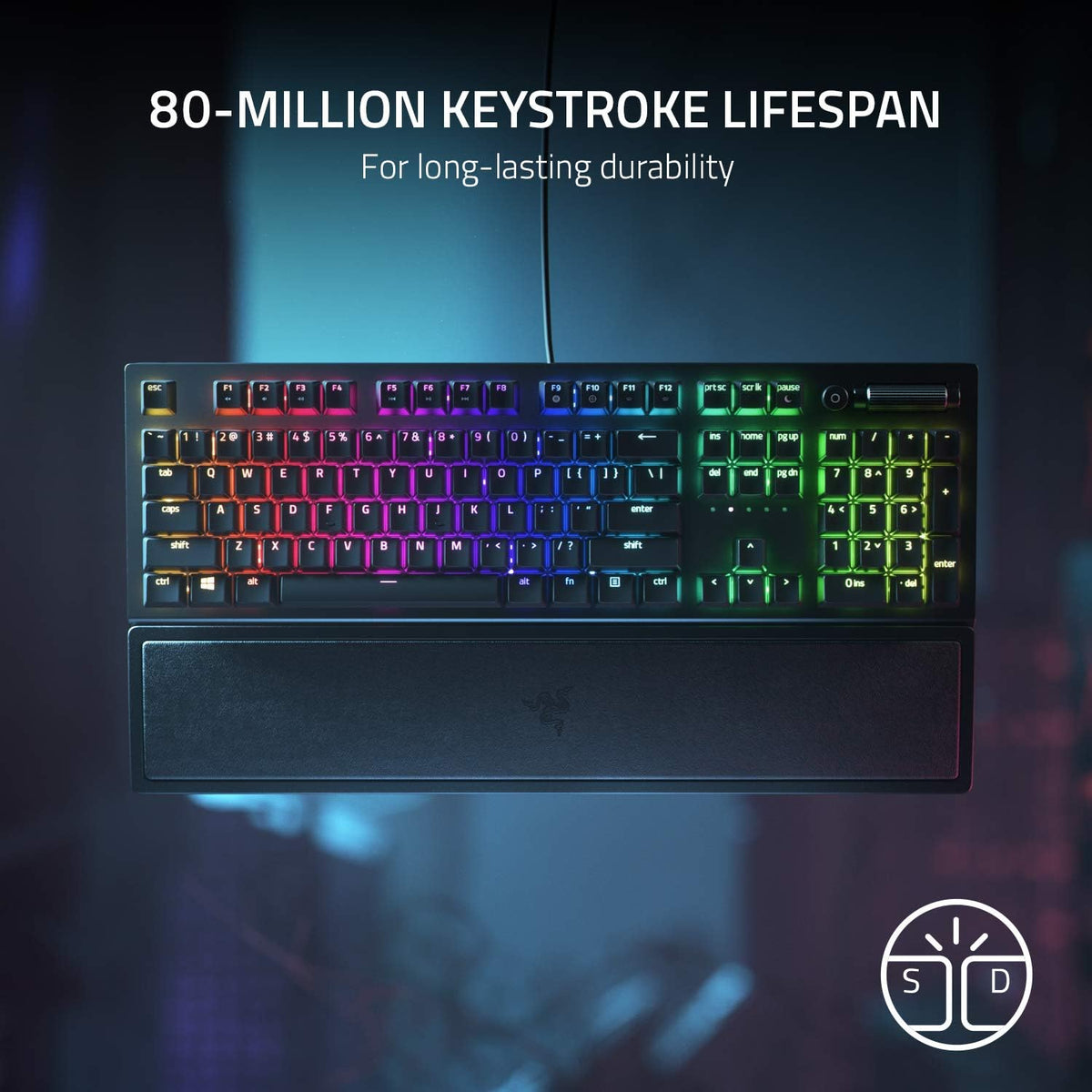 Razer Blackwidow V3 Mechanical Gaming Keyboard: Green Mechanical Switches Tactile & Clicky