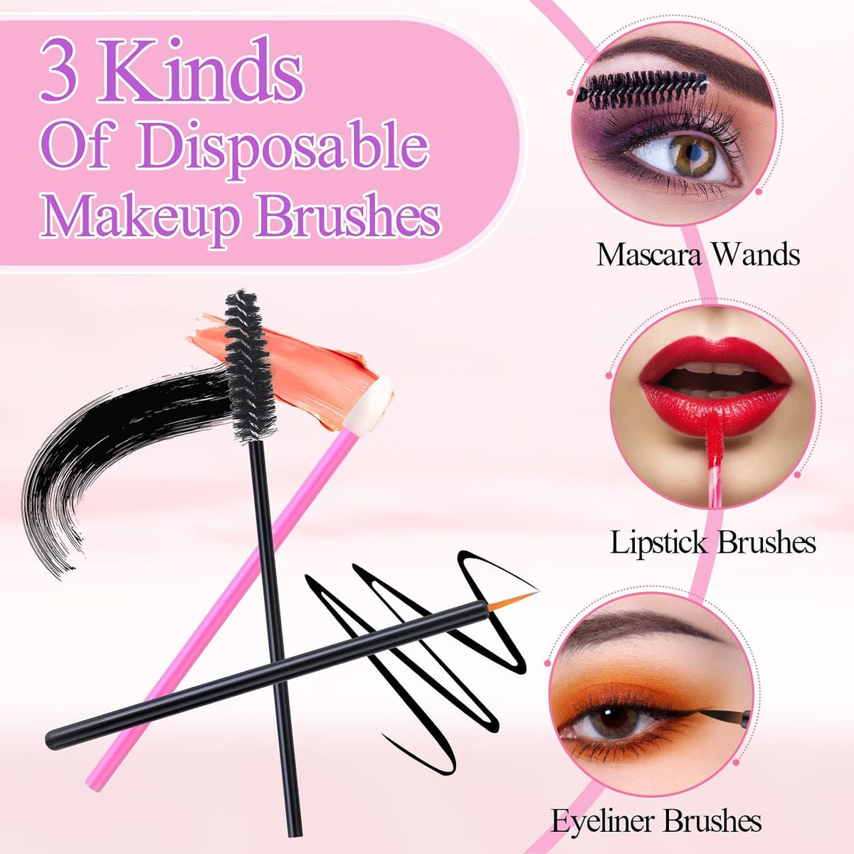 248 Pcs Disposable Makeup Applicators with Triangle Puffs, Mascara Wands, Lip/Eyeliner Brushes