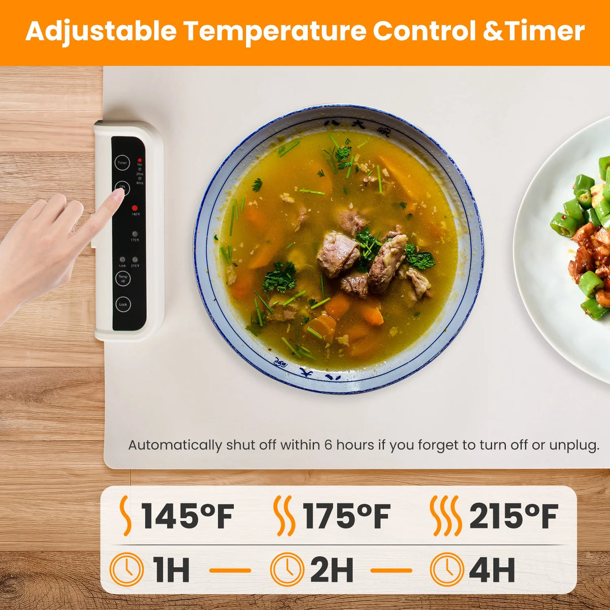 Electric Warming Tray Smart Food Warmer Roll up Heating Pad with Adjustable Temperature Control