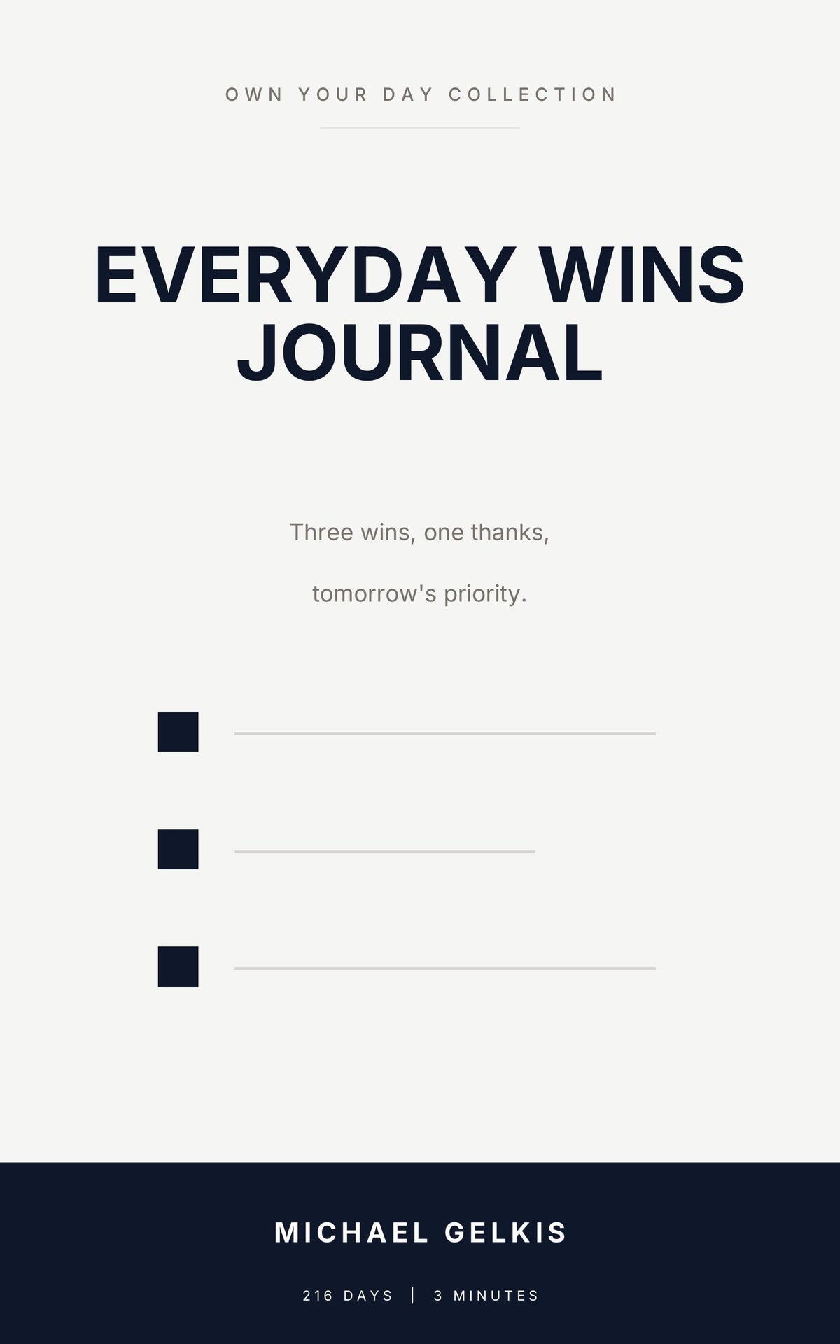 Cover of Everyday Wins Journal by Michael Gelkis, Karibunest