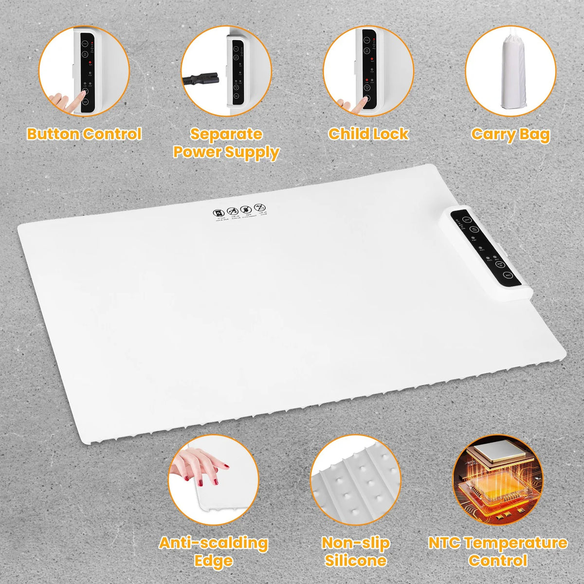 Electric Warming Tray Smart Food Warmer Roll up Heating Pad with Adjustable Temperature Control