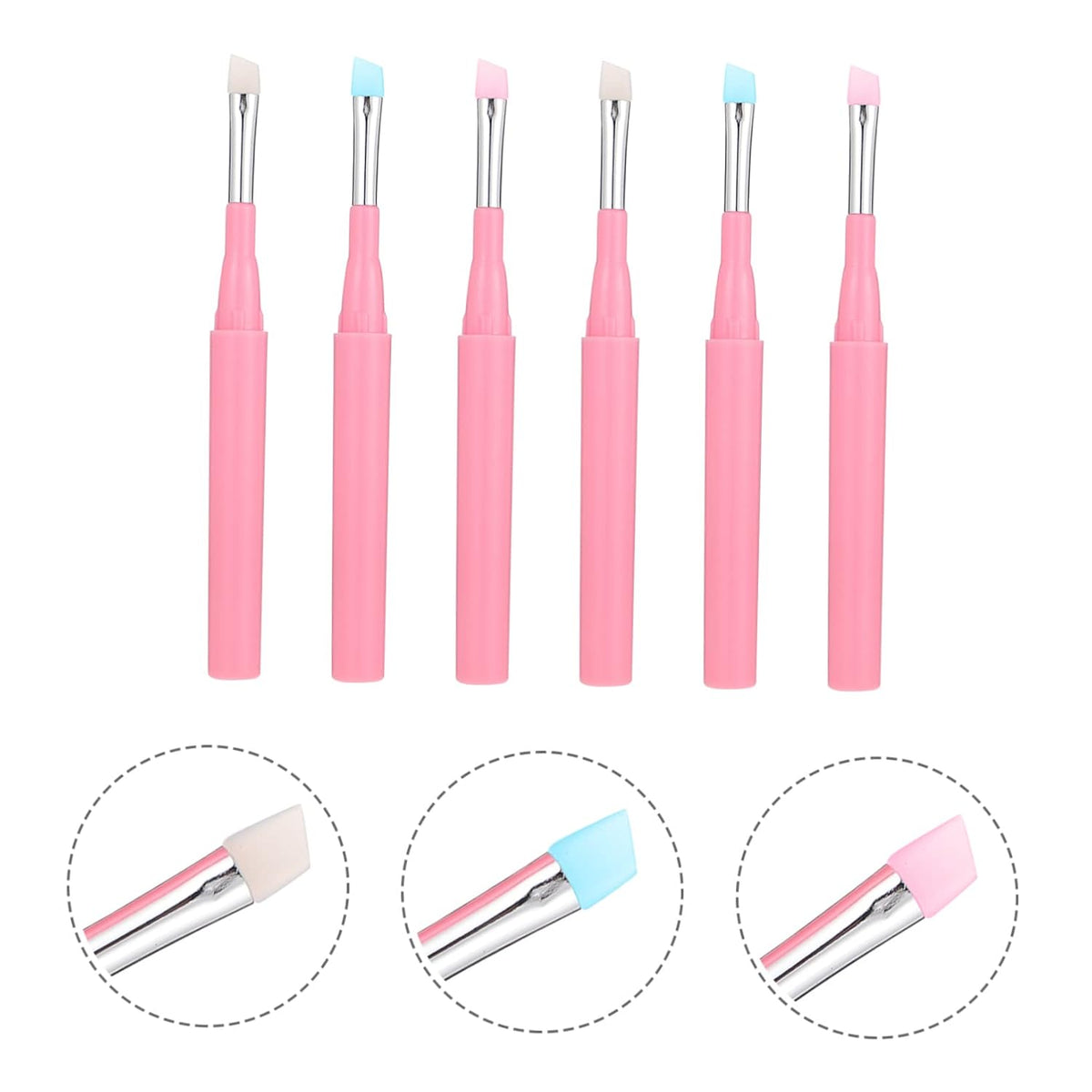 6Pcs Multi-Use Silicone Makeup Brushes Eyebrow Lip Eye Applicators for Daily Makeup Comfortable Handle Design for Professionals and Enthusiasts
