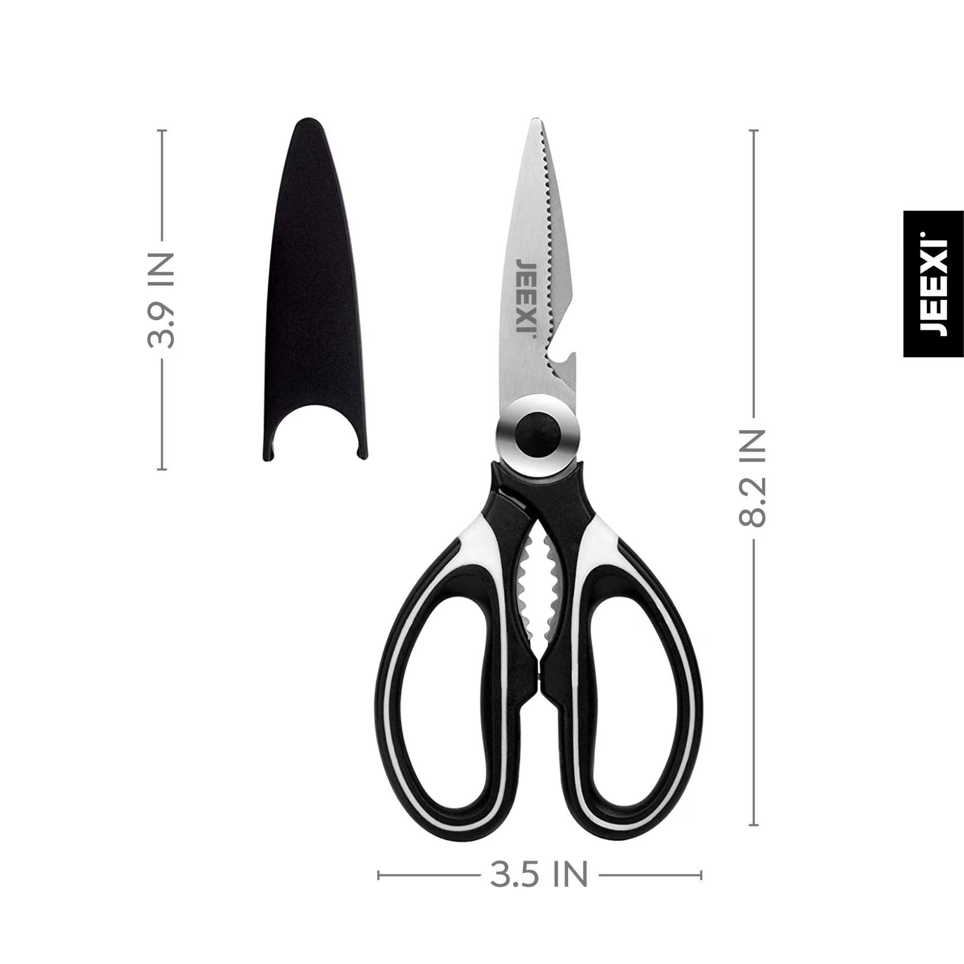 3 Pack Kitchen Scissors, Ultra-Sharp Premium Stainless Steel Heavy Duty Kitchen Shears & Multi Purpose Poultry Shears for Chicken, Poultry, Fish, Meat, Vegetables, Herbs, Bottle Opener, Nuts Cracker