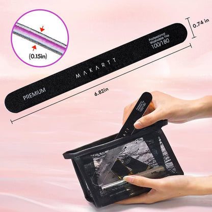 Nail Files 100/180 Grit - 10Pcs Double Sides Black