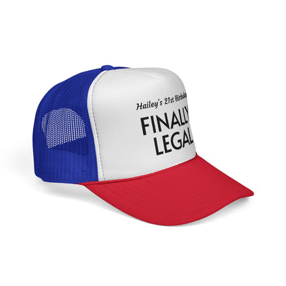 Finally Legal Trucker Cap — Personalized 21st Birthday Hat