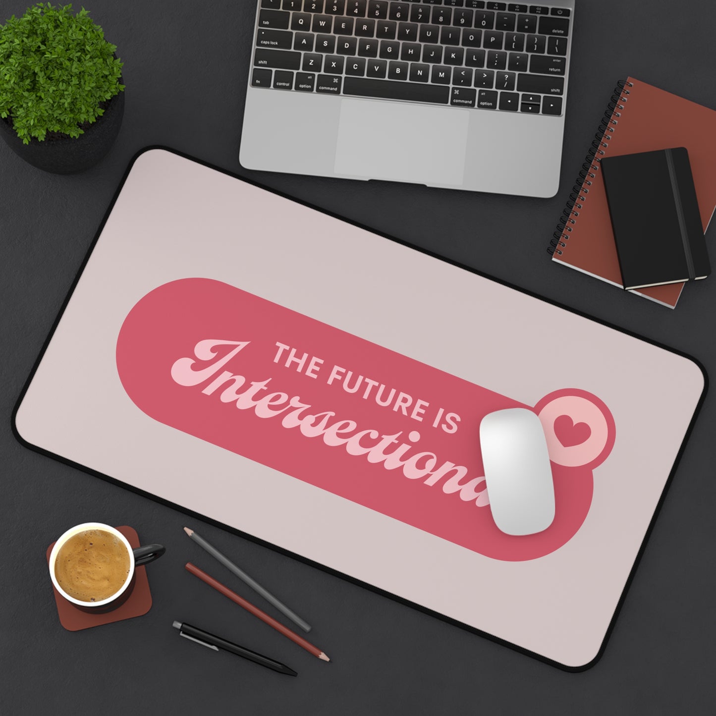 Desk Mat — "The Future Is Intersectional" Pink Feminist Mousepad