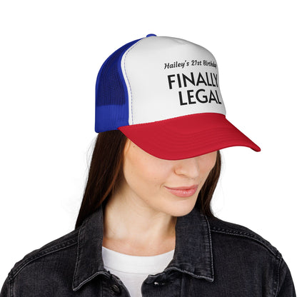 Finally Legal Trucker Cap — Personalized 21st Birthday Hat