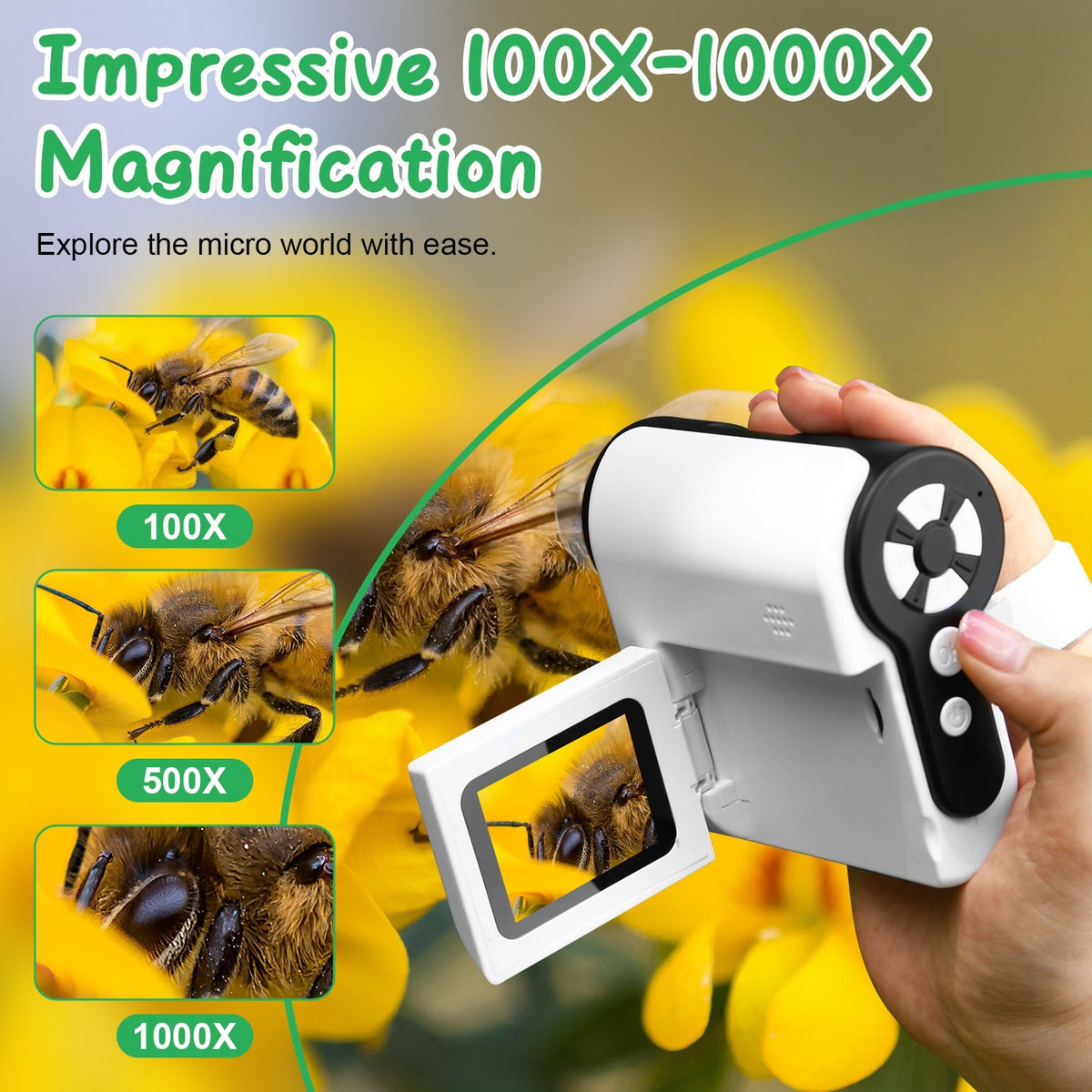 1Pc 3 in 1 Kids Microscope Telescope Camera 1,000X Handheld USB Mini Microscope