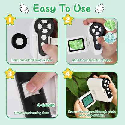 1Pc 3 in 1 Kids Microscope Telescope Camera 1,000X Handheld USB Mini Microscope
