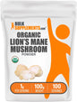Bulksupplements Organic Lion'S Mane Mushroom Powder - Lion'S Mane Mushroom Supplement, Vegan & Gluten Free, 1G per Serving , 100G (3.5 Oz)