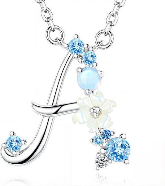 Initial Necklace for Women 925 Sterling Silver Initial a to Z Letter Pendant Necklace 