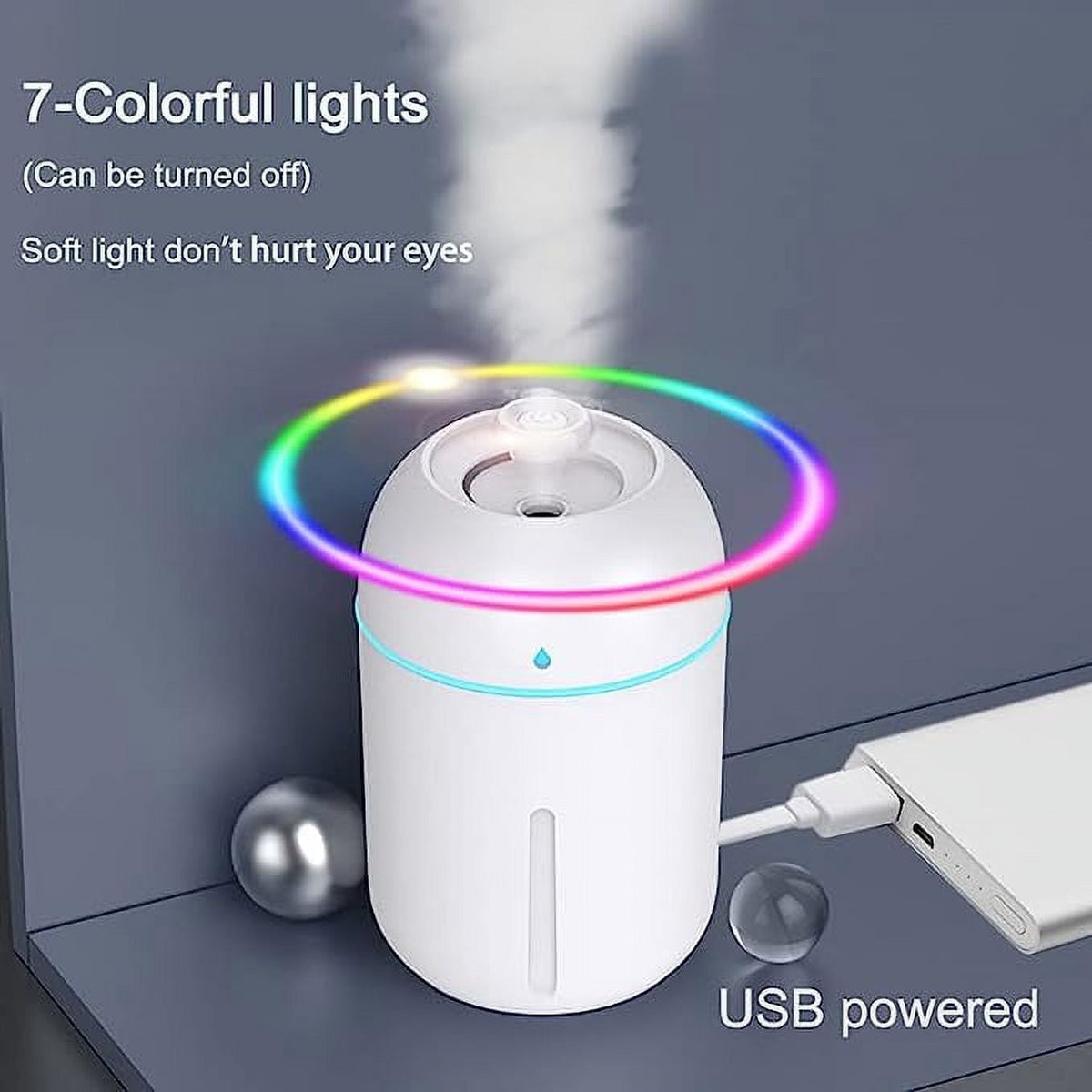 Mini Humidifier, 300Ml Portable Small Humidifiers for Baby, Car Humidifier Diffuser for Travel Plants Bedroom Desk Office