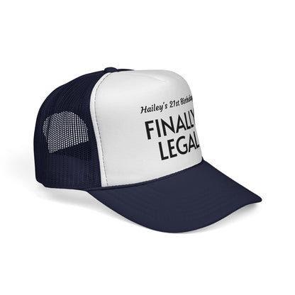 Finally Legal Trucker Cap — Personalized 21st Birthday Hat