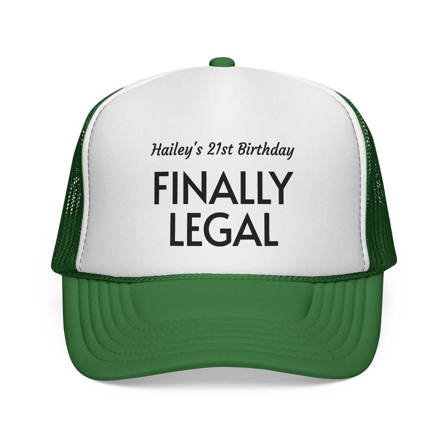 Finally Legal Trucker Cap — Personalized 21st Birthday Hat