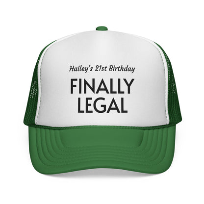 Finally Legal Trucker Cap — Personalized 21st Birthday Hat