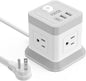 Power Strip USB C, 4 Outlets 3 USB Ports 5 FT Extension Cord White