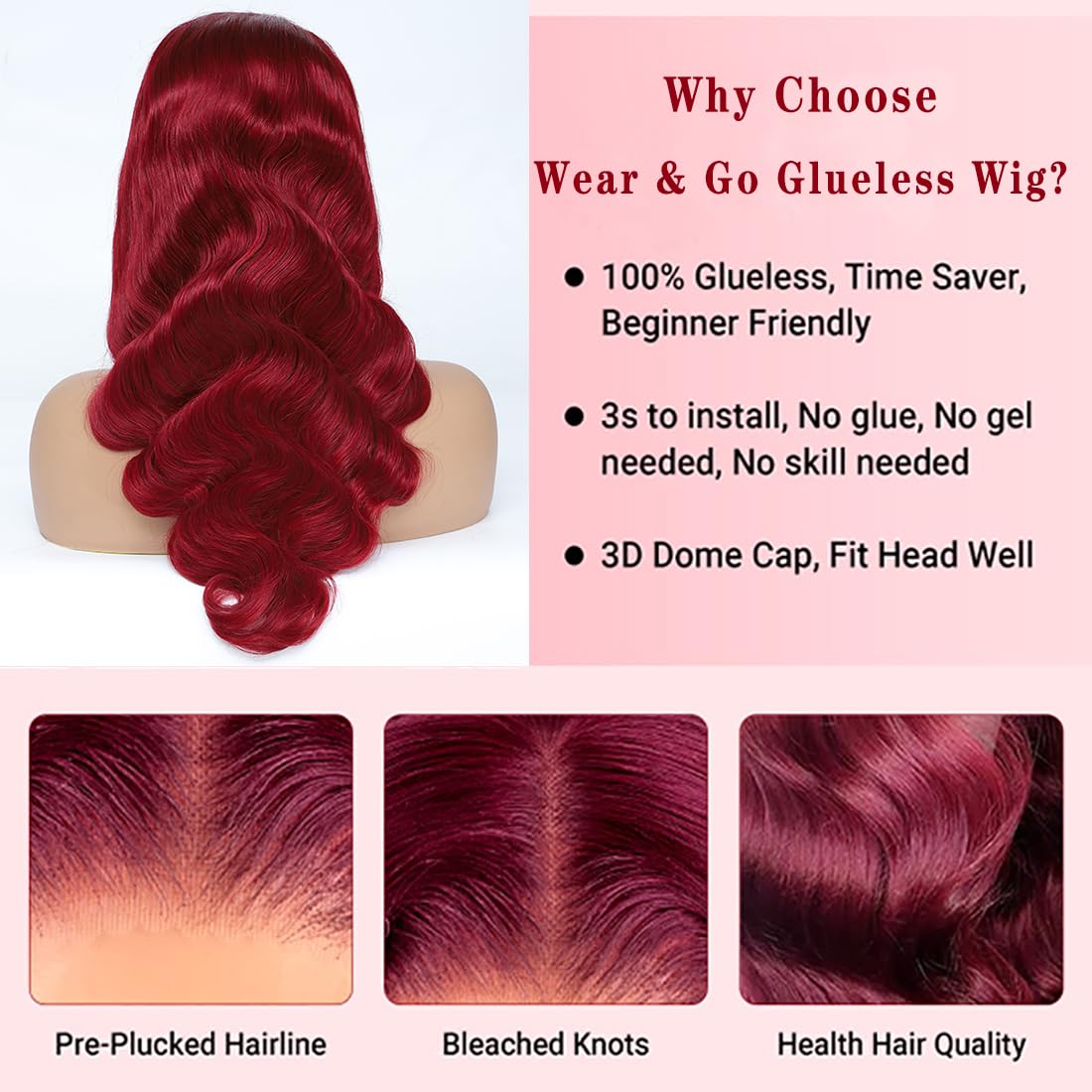 Wear and Go Glueless Wigs Human Hair Pre Plucked Pre Cut 5X5 HD Lace Closure Wigs Human Hair