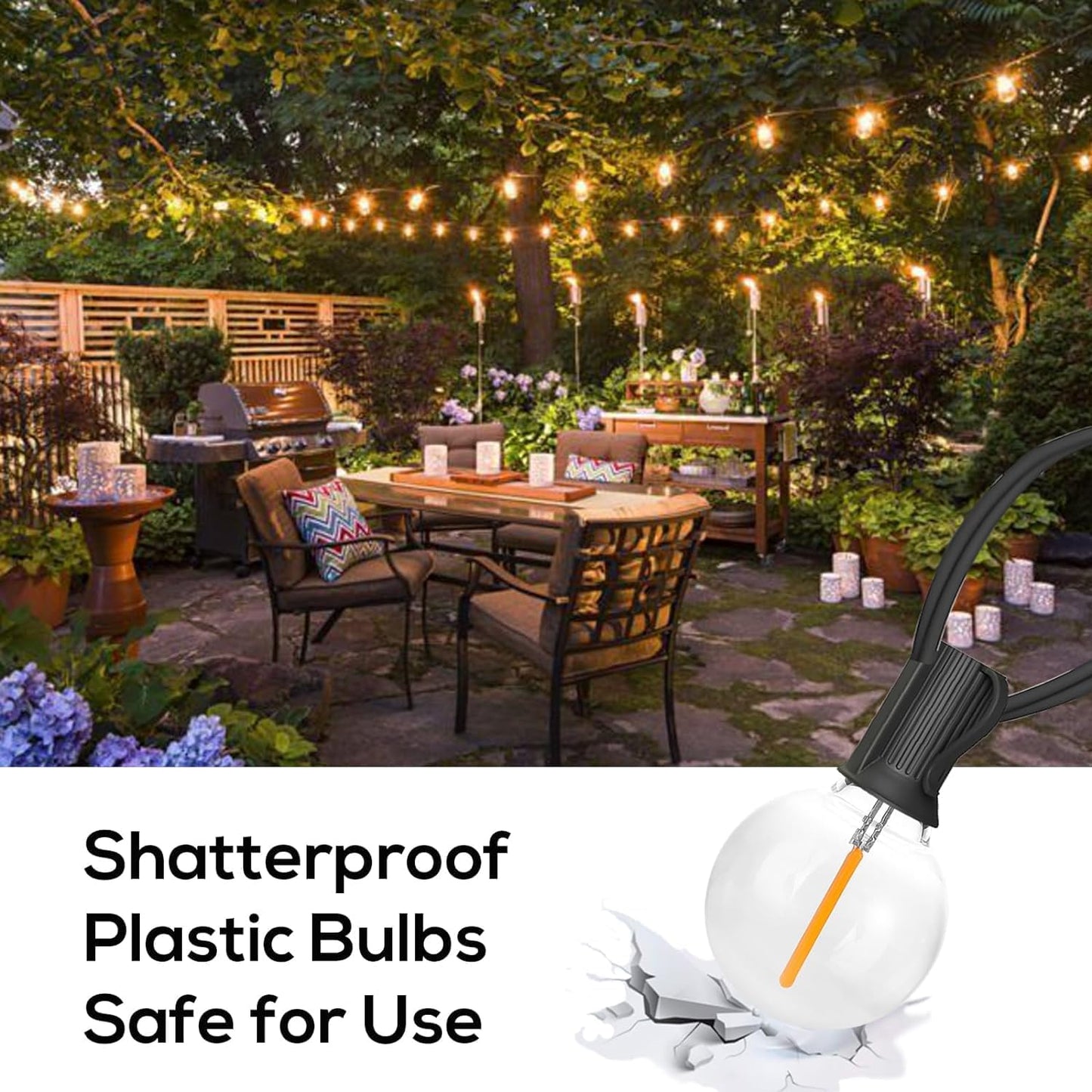 29FT Outdoor String Lights, G40 Globe LED Dimmable Patio Lights
