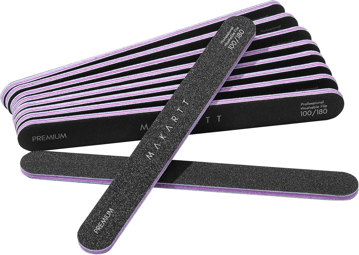Nail Files 100/180 Grit - 10Pcs Double Sides Black