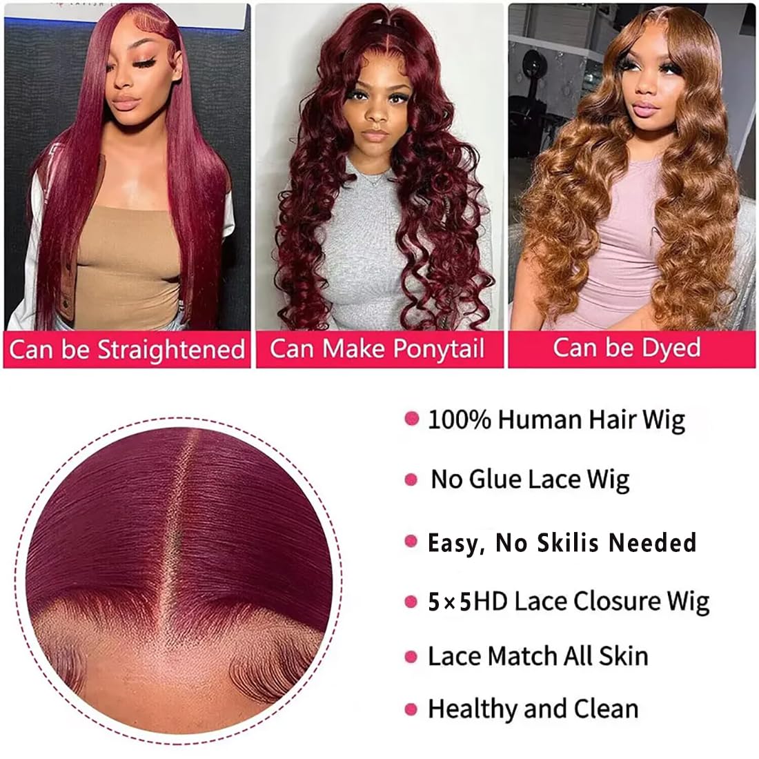 Wear and Go Glueless Wigs Human Hair Pre Plucked Pre Cut 5X5 HD Lace Closure Wigs Human Hair