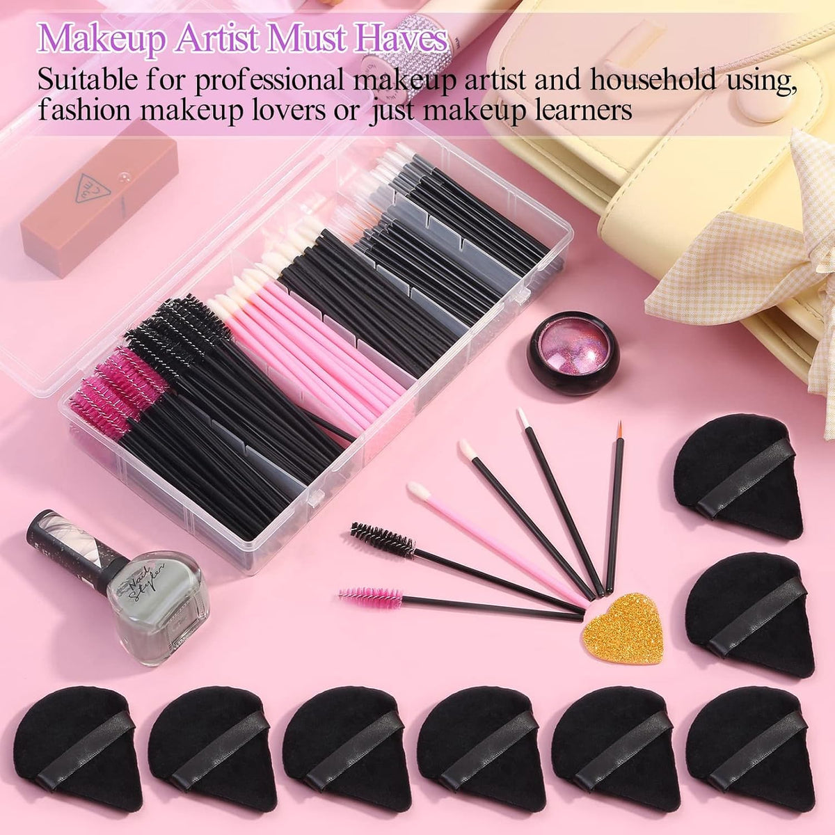 248 Pcs Disposable Makeup Applicators with Triangle Puffs, Mascara Wands, Lip/Eyeliner Brushes 