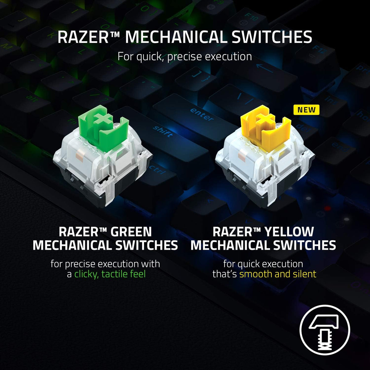 Razer Blackwidow V3 Mechanical Gaming Keyboard: Green Mechanical Switches Tactile & Clicky