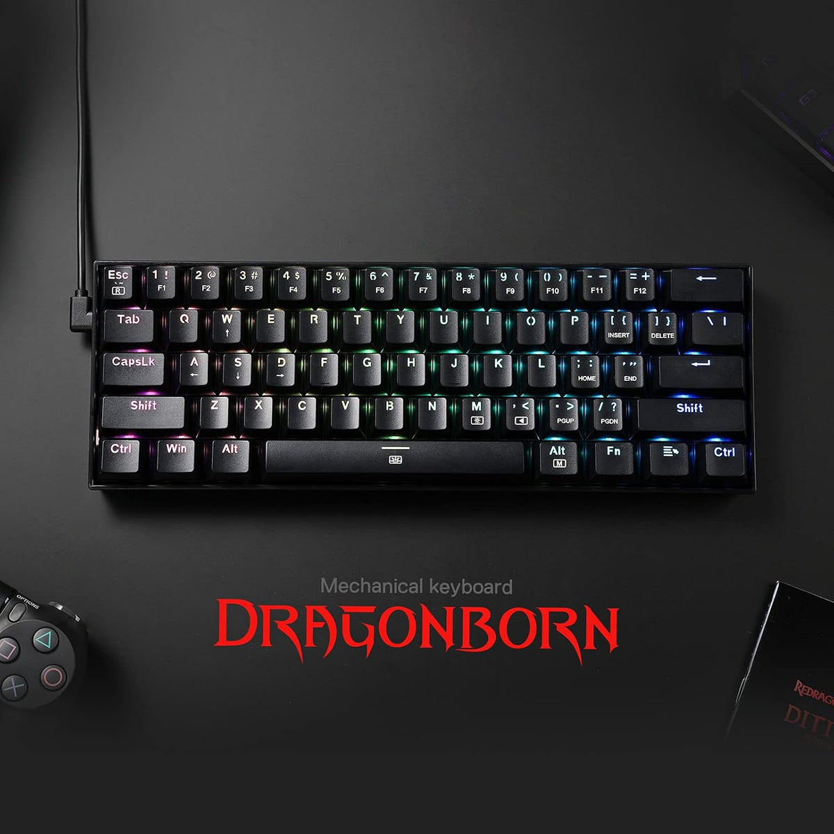 K630 Dragonborn 60% Wired RGB Gaming Keyboard, 61 Keys Compact Mechanical Keyboard 