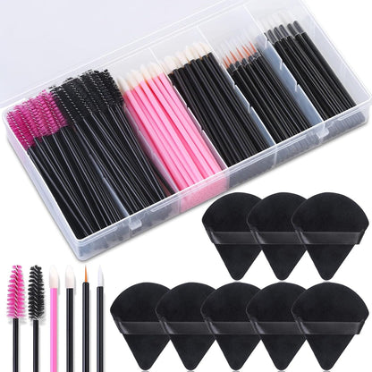 248 Pcs Disposable Makeup Applicators with Triangle Puffs, Mascara Wands, Lip/Eyeliner Brushes 
