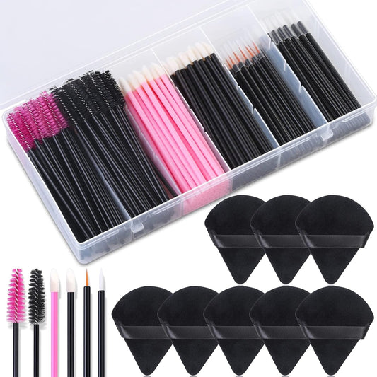 248 Pcs Disposable Makeup Applicators with Triangle Puffs, Mascara Wands, Lip/Eyeliner Brushes 