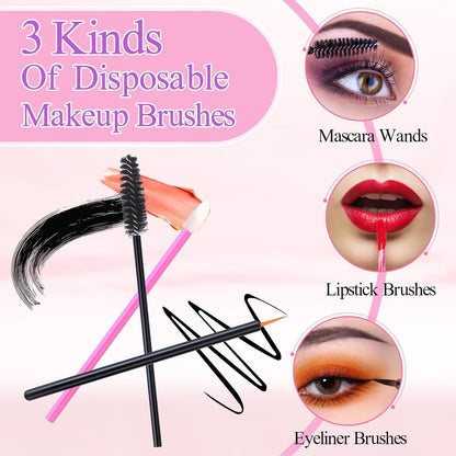 248 Pcs Disposable Makeup Applicators with Triangle Puffs, Mascara Wands, Lip/Eyeliner Brushes 