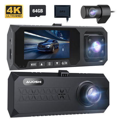 3 Channel Dash Cam Front and Rear, 4K/2.5K + 1080P Premium Car Camera 
