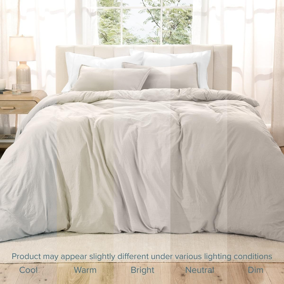 Washed Duvet Cover Set 1800 Ultra-Soft (Twin/Twin XL, Fog)