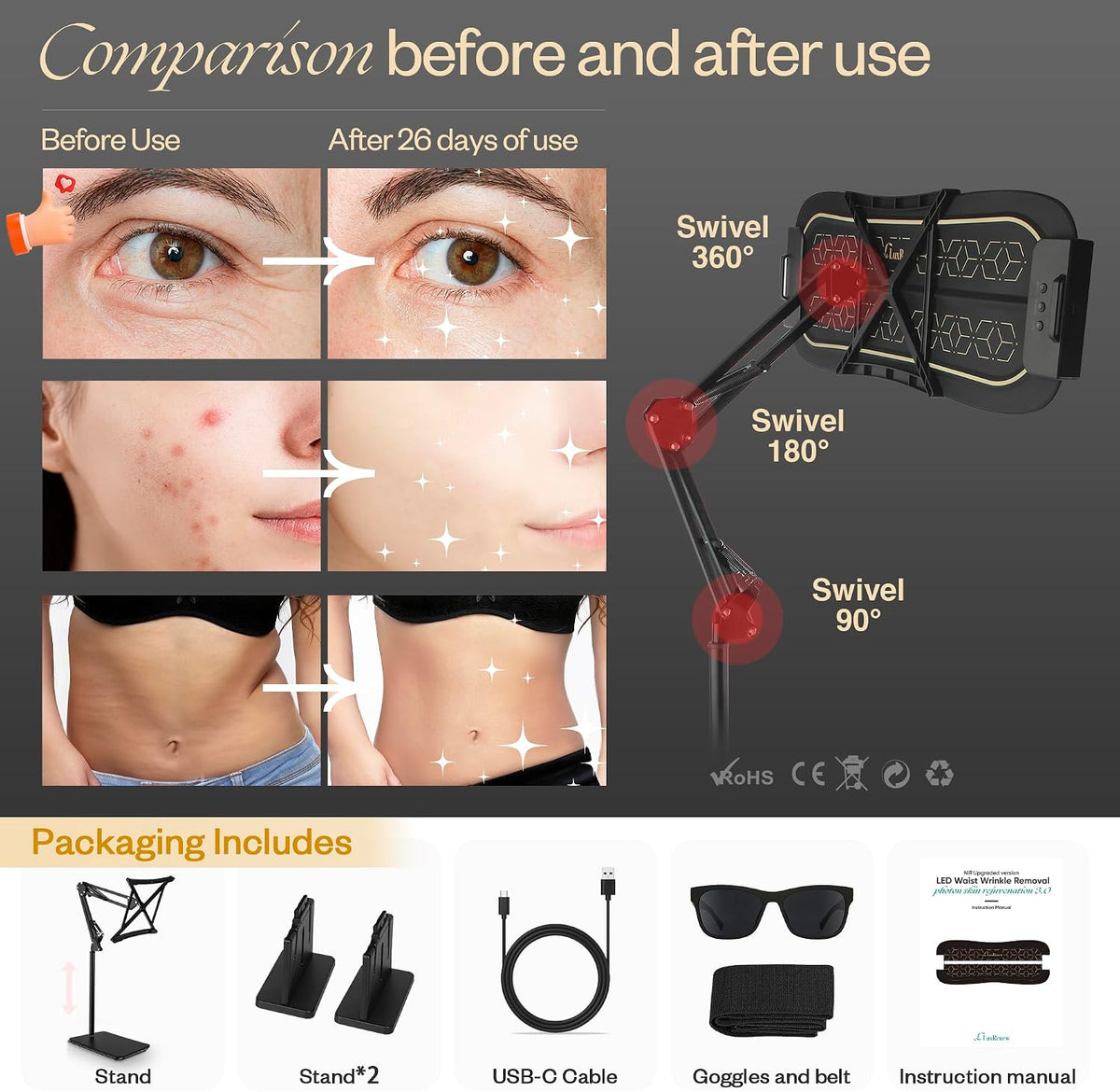 Multifunction Red Light Therapy for Body and Face, 850Nm Near-Infrared Light Therapy 
