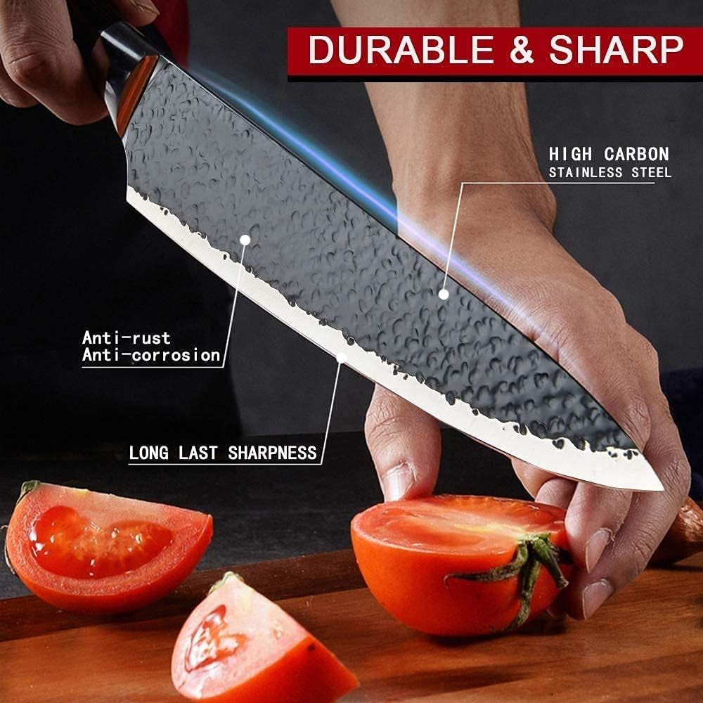 6 PCS Kitchen Knife Sets, Steel Kitchen Knives Set Tools Forged Kitchen Knife Scissors Ceramic Peeler Chef Slicer Knife Gift Case