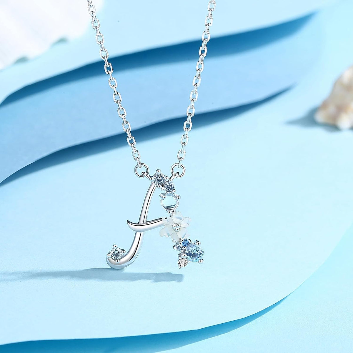 Initial Necklace for Women 925 Sterling Silver Initial a to Z Letter Pendant Necklace 