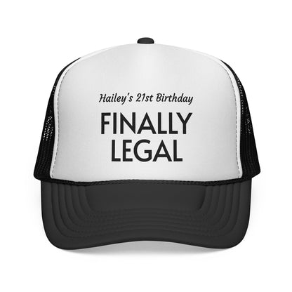 Finally Legal Trucker Cap — Personalized 21st Birthday Hat