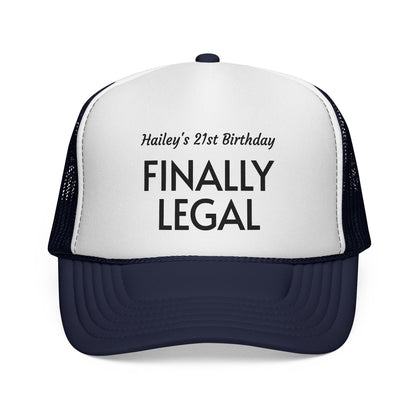 Finally Legal Trucker Cap — Personalized 21st Birthday Hat