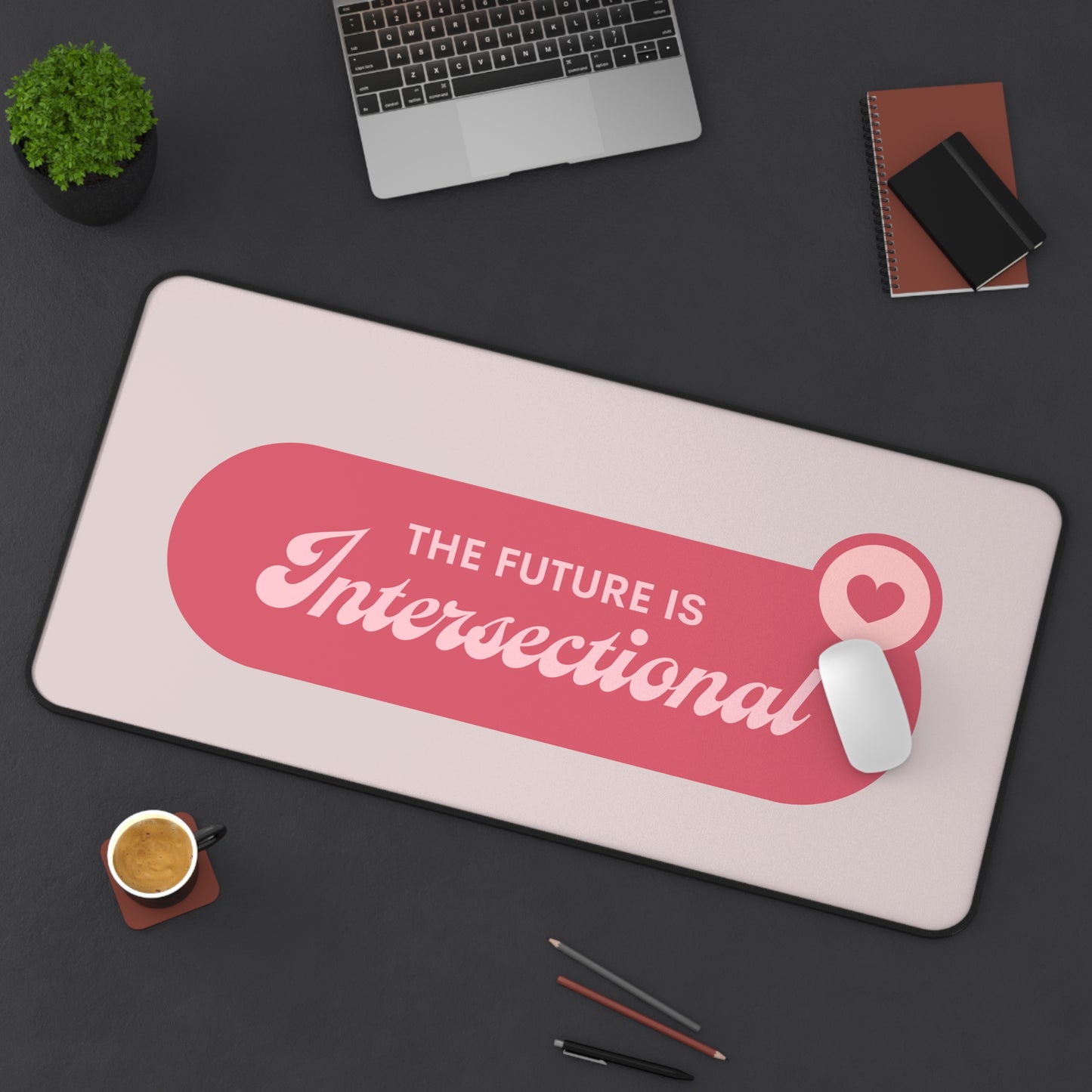 Desk Mat — "The Future Is Intersectional" Pink Feminist Mousepad