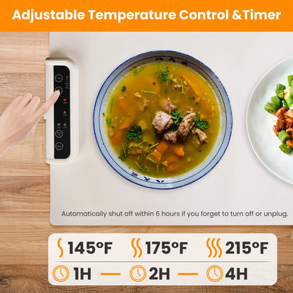 Electric Warming Tray Smart Food Warmer Roll up Heating Pad with Adjustable Temperature Control 