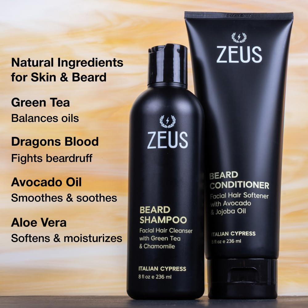 Beard Wash Set for Men, Beard Shampoo & Conditioner (Sandalwood)
