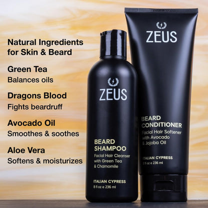 Beard Wash Set for Men, Beard Shampoo & Conditioner (Sandalwood)
