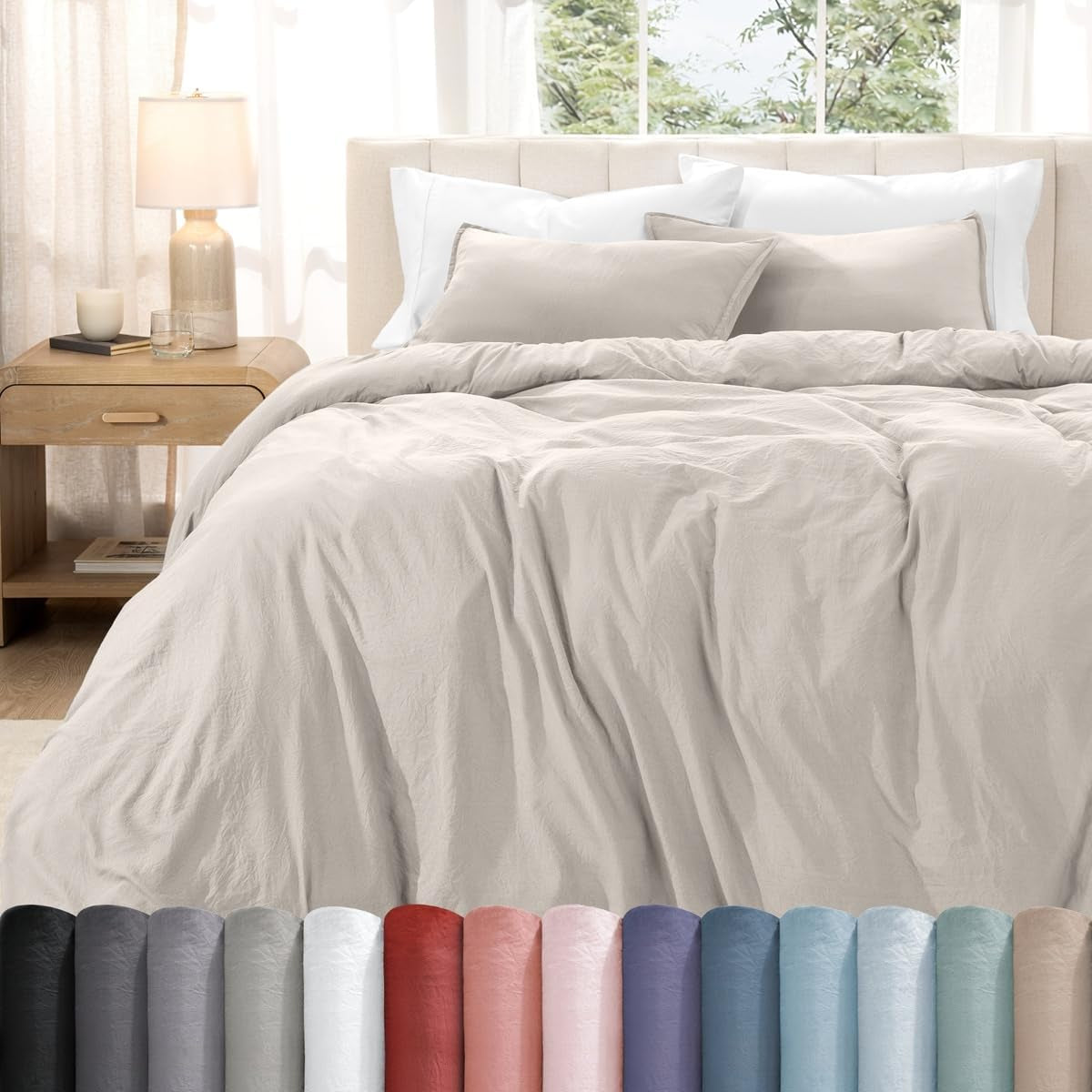 Washed Duvet Cover Set 1800 Ultra-Soft (Twin/Twin XL, Fog)