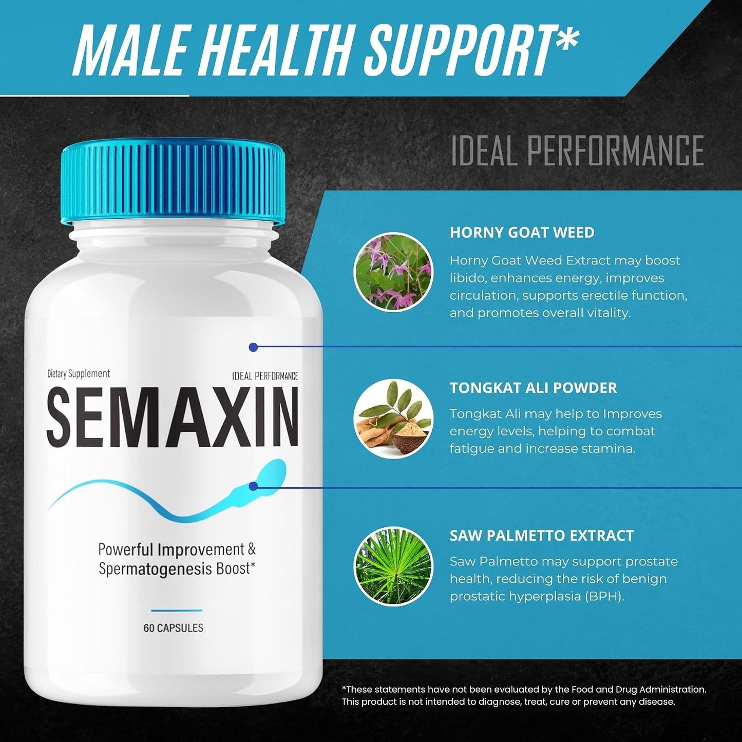Semaxin Capsules, Official Semaxin Supplement Pills, Overall Health and Wellness Reviews (60 Capsules)