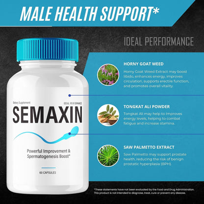 Semaxin Capsules, Official Semaxin Supplement Pills, Overall Health and Wellness Reviews (60 Capsules)