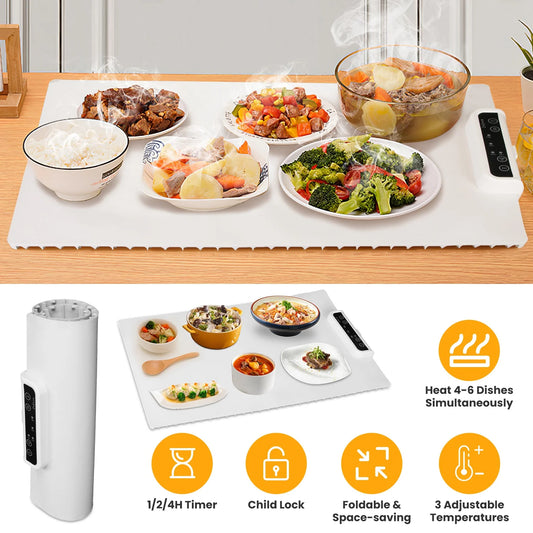 Electric Warming Tray Smart Food Warmer Roll up Heating Pad with Adjustable Temperature Control 
