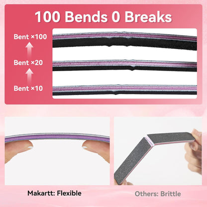 Nail Files 100/180 Grit - 10Pcs Double Sides Black