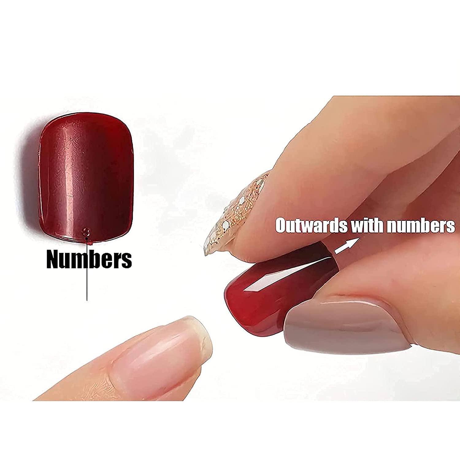 Press on Nails - Long Stiletto Fake Nails, Acrylic 3D Gold Chrome Design 24 Pcs